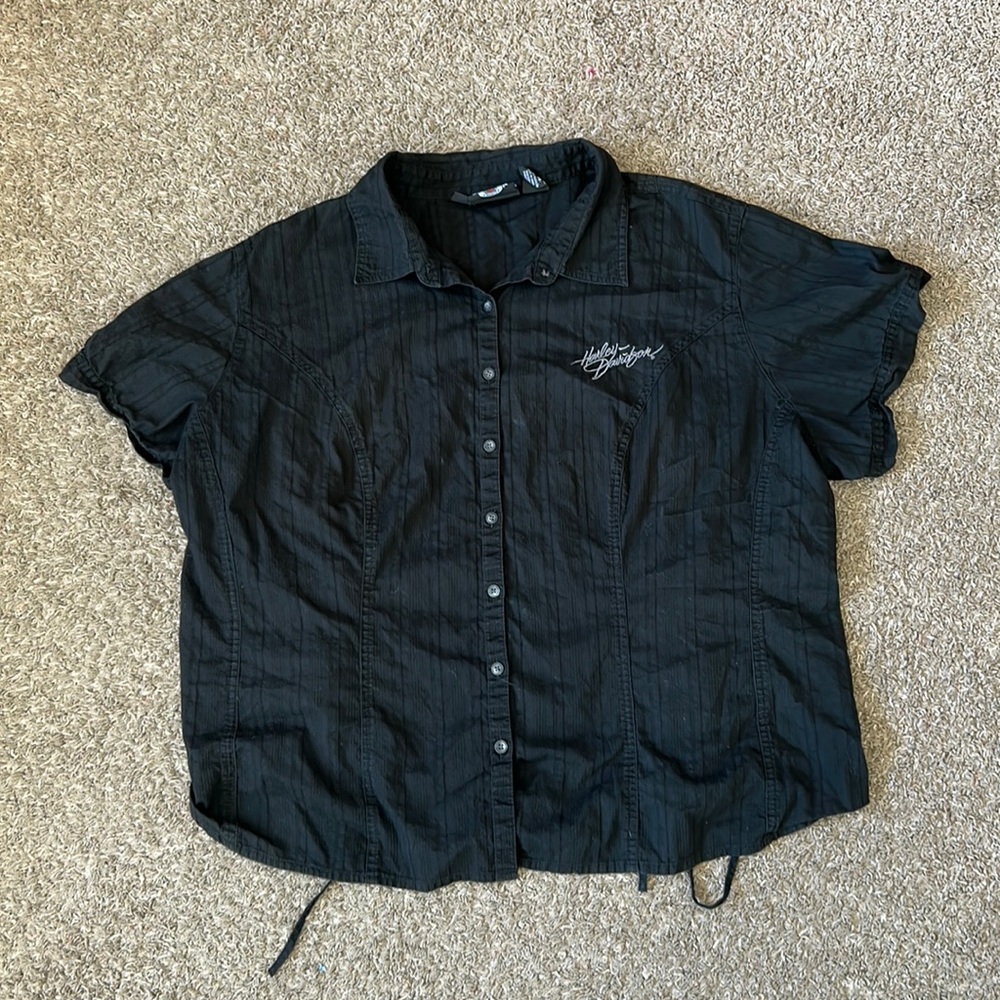 harley davidson lace up button up